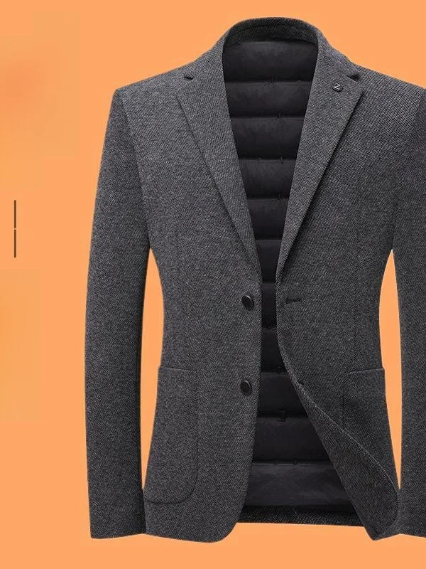 

High-End Casual Woolen Men's Suit Jaet Faionable Urban Sle Busin Casual Long Sve Thiened Wool Carbon Fiber Blend