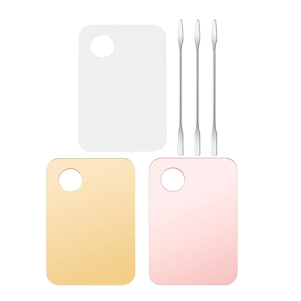 3 set tavolozza per miscelazione trucco con spatole per miscelazione fondotinta strumento per miscelare colori piatto per cosmetici piatto per trucco