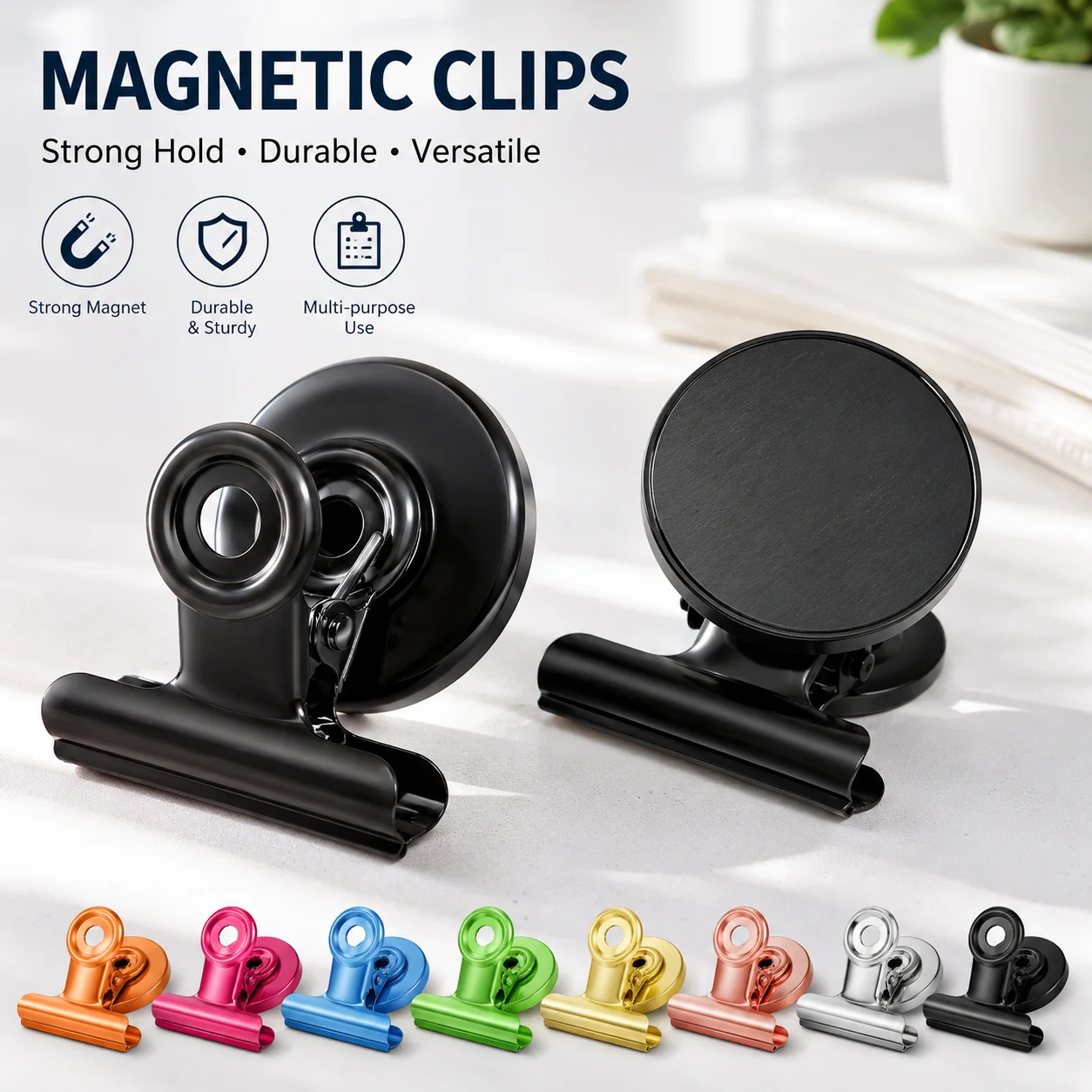 Imanes fuertes Clips magnéticos Clips de Bulldog Clips magnéticos resistentes perfectos para imanes de pizarra blanca exhibiciones de fotos en el hogar