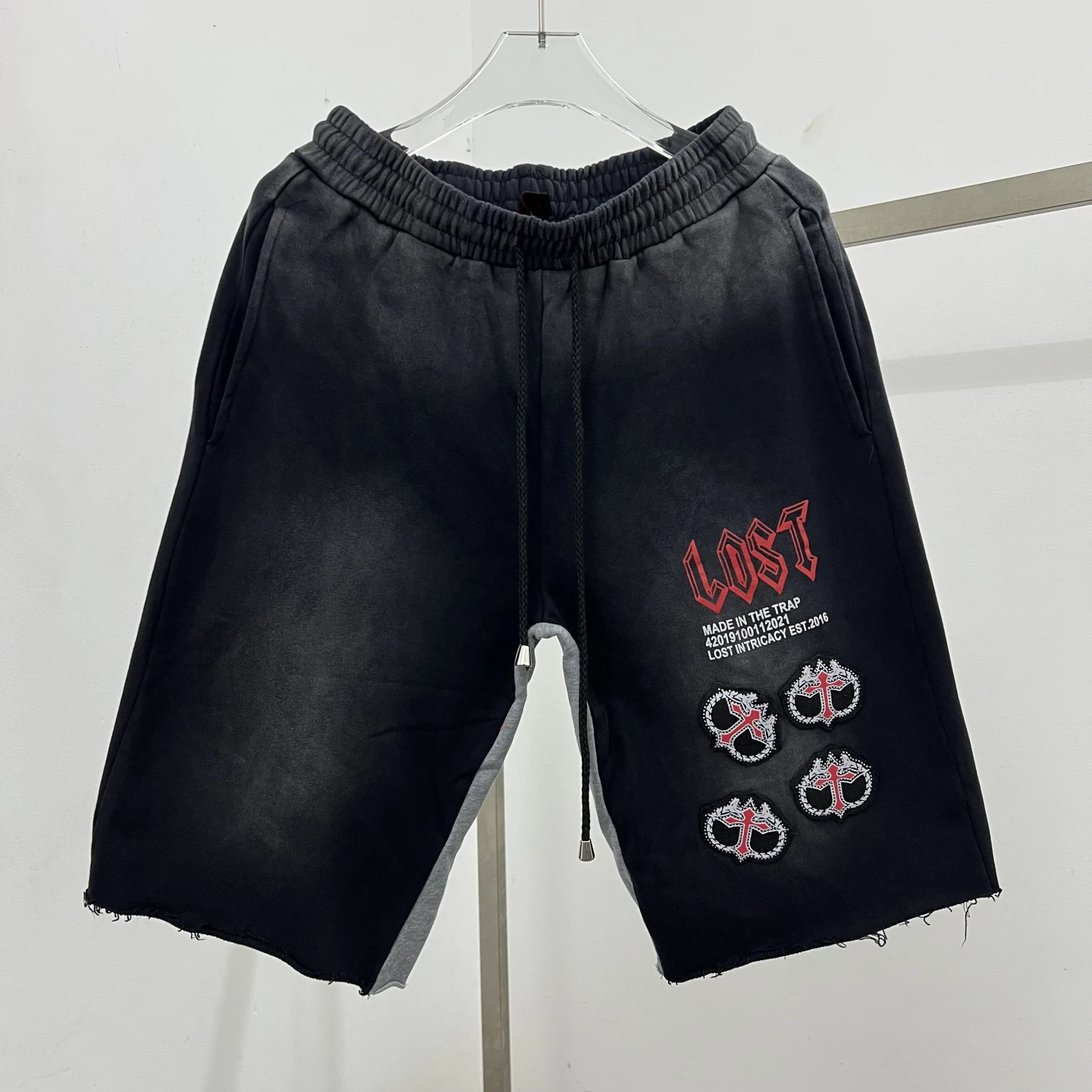 

Американские шорты в стиле High Street с крестообразными вставками из страз, унисекс, летние, свободные, винтажные, повседневные, спортивные, бриджи до колена