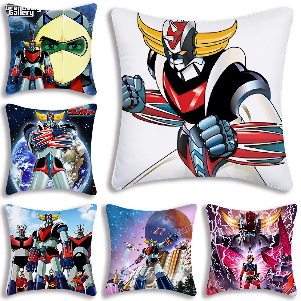 

Robot Goldorak Classic Anime Pillow Covers Cartoon Sofa Decorative Home Double-sided Printing Short Plush Cute Cushion Cover