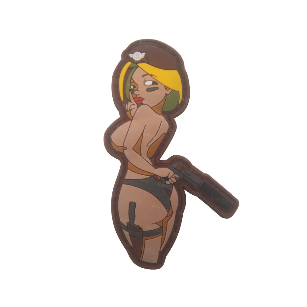 Naszywki taktyczne 3D Rabbit Pinup Girls PVC Rubber Badge Zabawna naszywka z zapięciem na haczyk na plecak, kask, kamizelkę, mundur