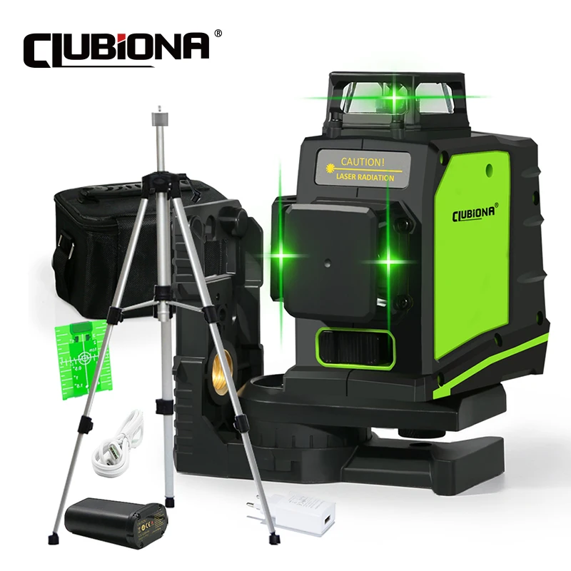 Clubiona CE certificated 3D Self-Leveling Laser Level with 360 degrees German Brand Laser Diode Super Powerful green Laser Line