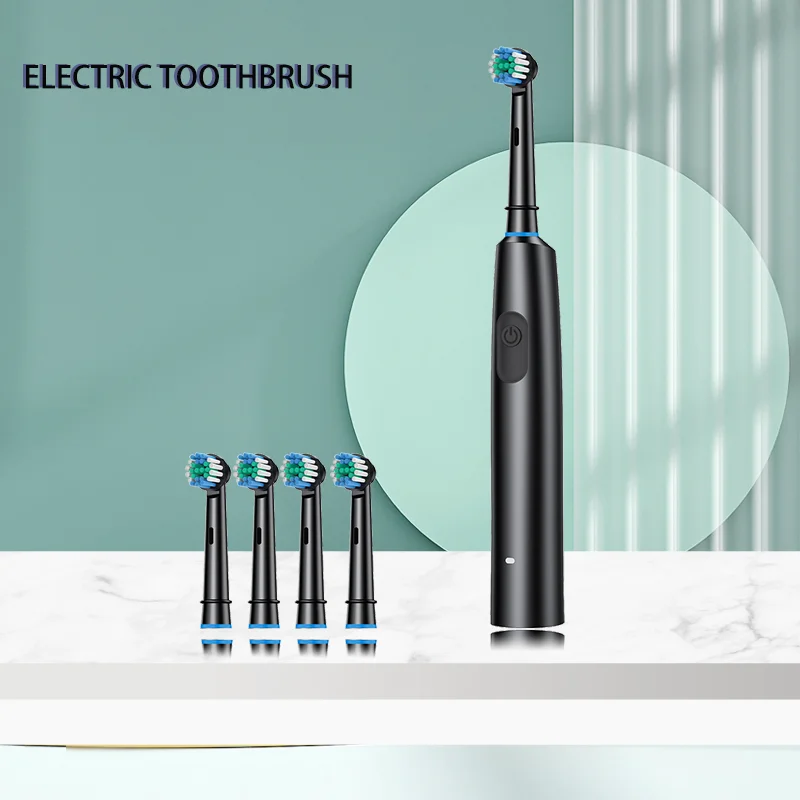 New 2025 Rotating electric toothbrush Adult Timer Brush 5 Mode USB Charger Rechargeable Tooth Brushes 4Replacement Heads Set