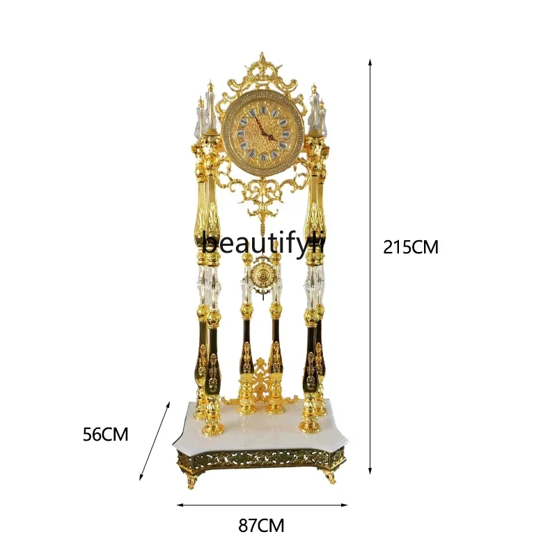 

Living room floor clock European standing clock Golden crystal floor clock, living room, villa standing clock5203