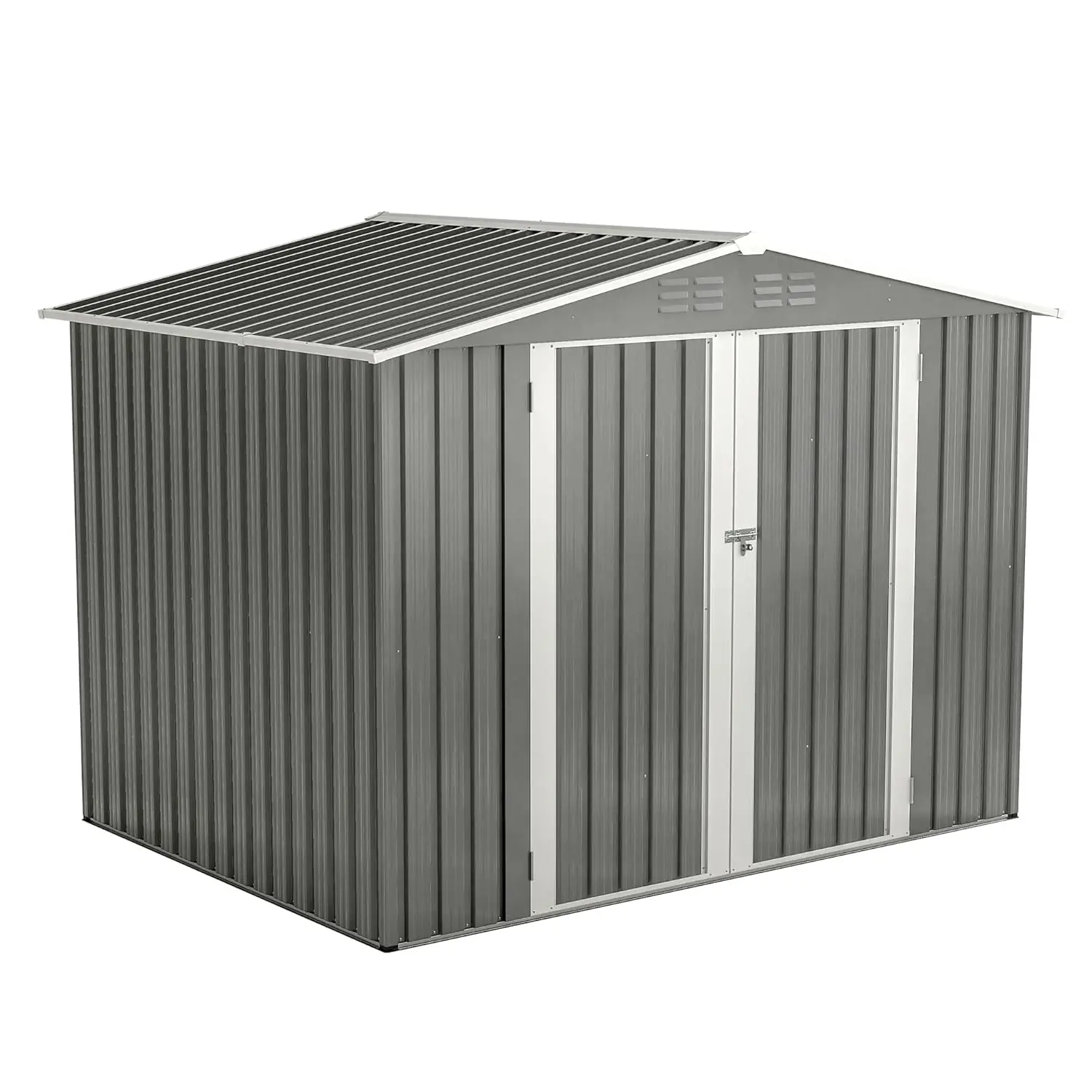 

8x6FT Waterproof Outdoor Storage Shed Metal Foundation Lockable Vents Heavy Duty Backyard,Customized