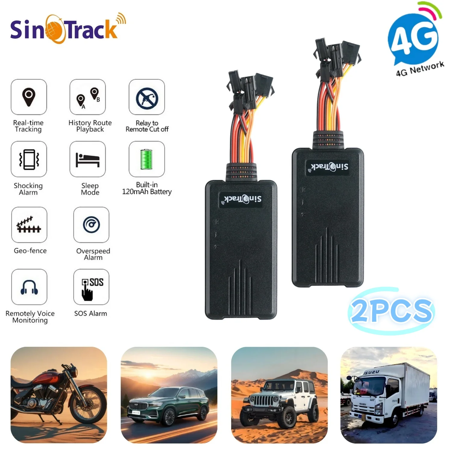 SinoTrack 2 шт. ST-906L 4G GPS трекер для автомобиля, грузовика, устройство слежения с отрезным безмасляным приложением, защита от кражи автомобиля