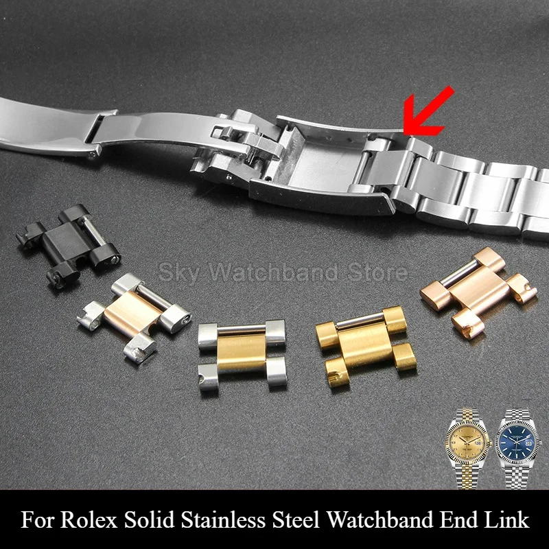 Solid Steel End Piece 9x16mm Watchband Accessory for Rolex Cosmograph Daytona GMT Master Datejust One Piece Forged Structure