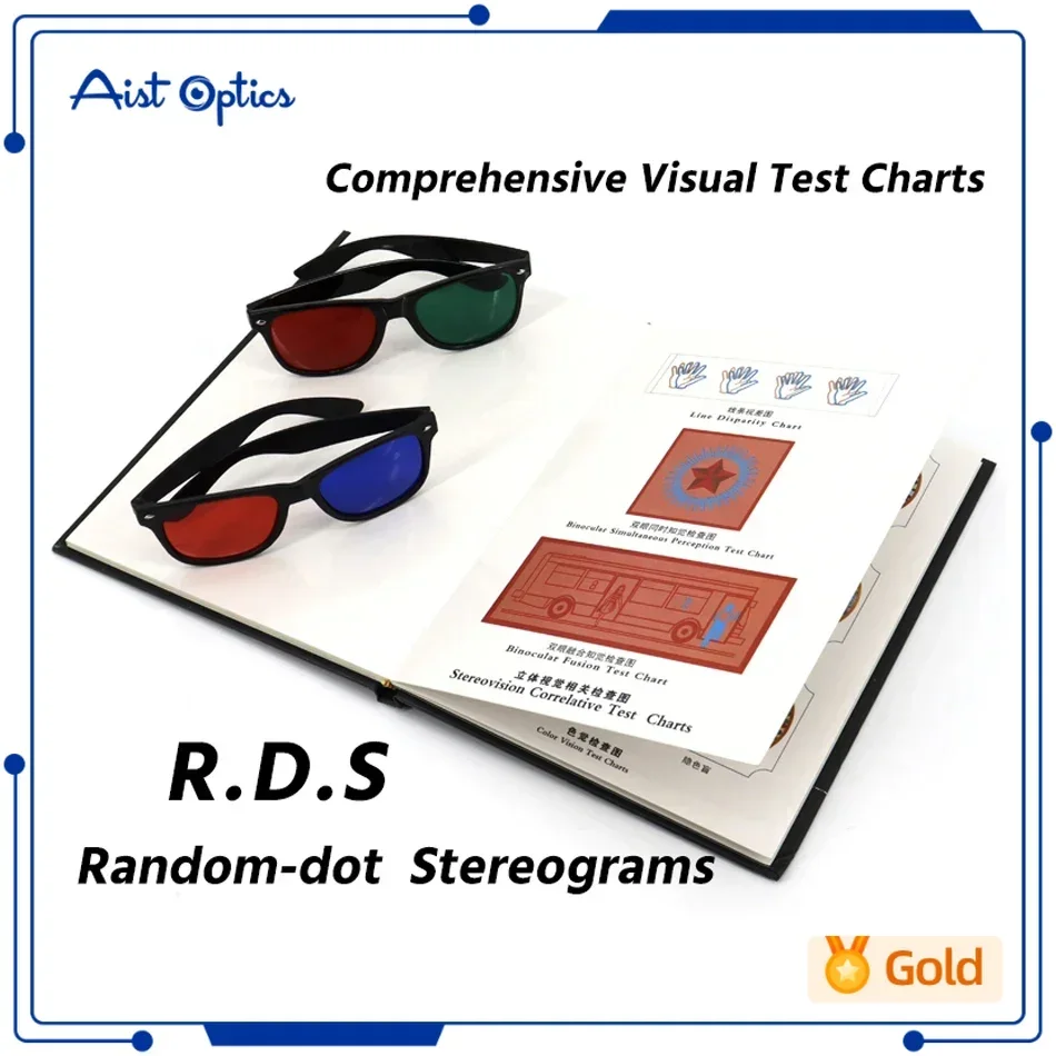 Random-dot Stereograms Comprehensive Visual Test Charts Book Color Blindness Astigmatism Amsler Test Chart with Eyeglasses