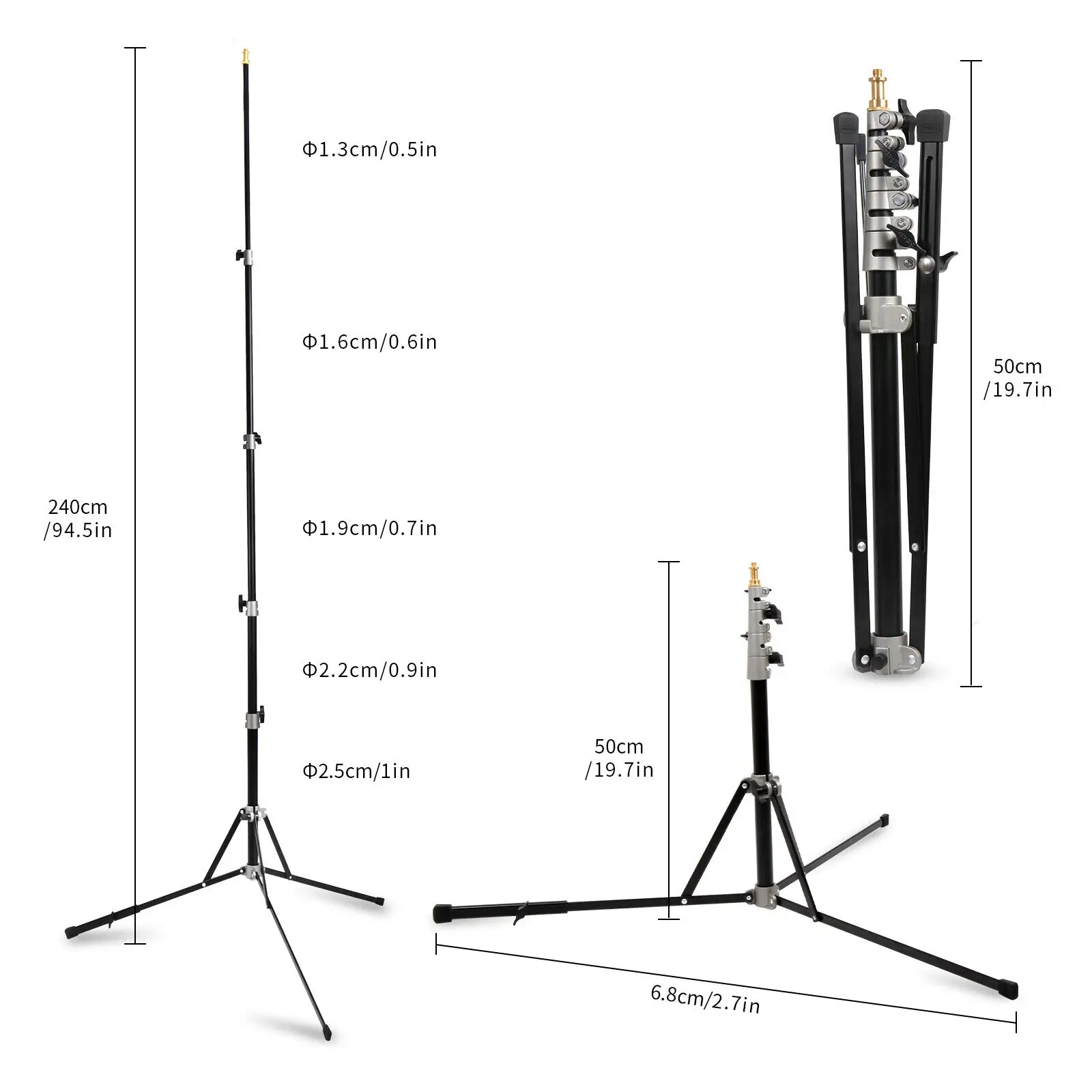 Selens Light Stand 240cm Folding Tripod Aluminum Alloy Adjustable Light Stand for Studio Lighting Softbox photography Accessory