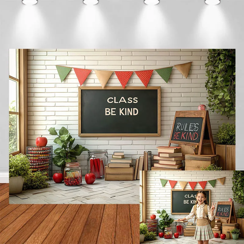 LS School Themed Photography Backdrop Colorful Balloon Arch Rainbow Art Letter Crayon Decor Kids Adult Portrait Photo Background