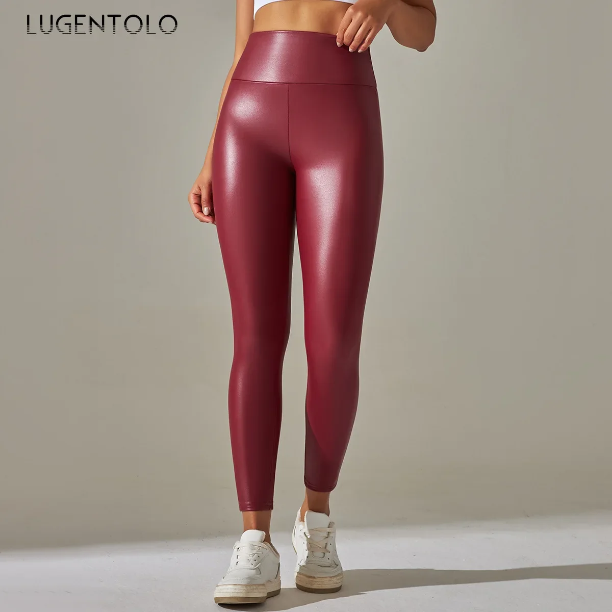 Women PU Pants 2024 New Faux Leather Super Stretch High Waist Hip Lifting Yoga Leggings Fashion Street Sportswear Available 5XL