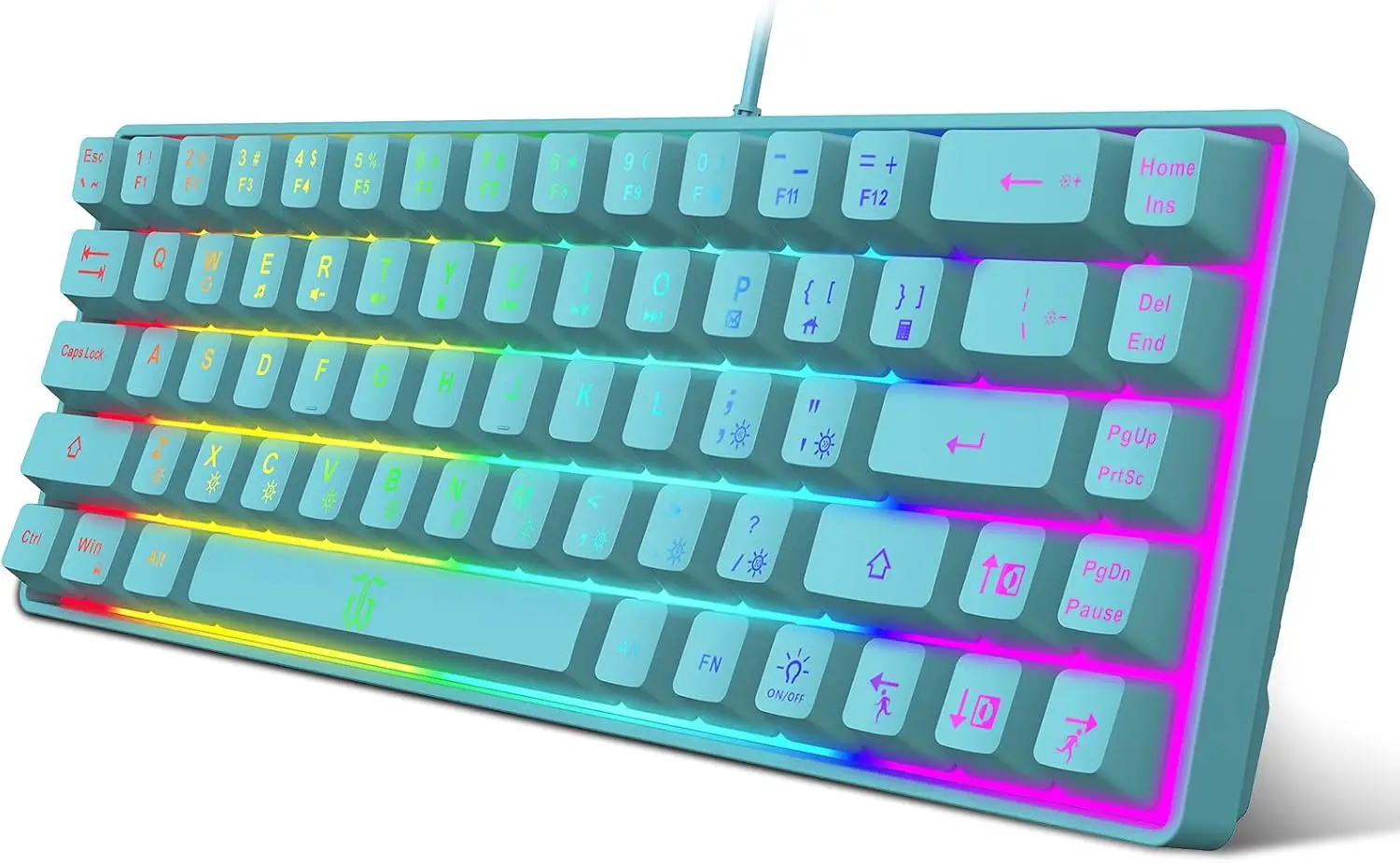 

60% Membrane Gaming Keyboard, RGB Compact Wired, Blue Switch, Mechanical Feel for PC/Mac, Travel-Friendly 68-Key