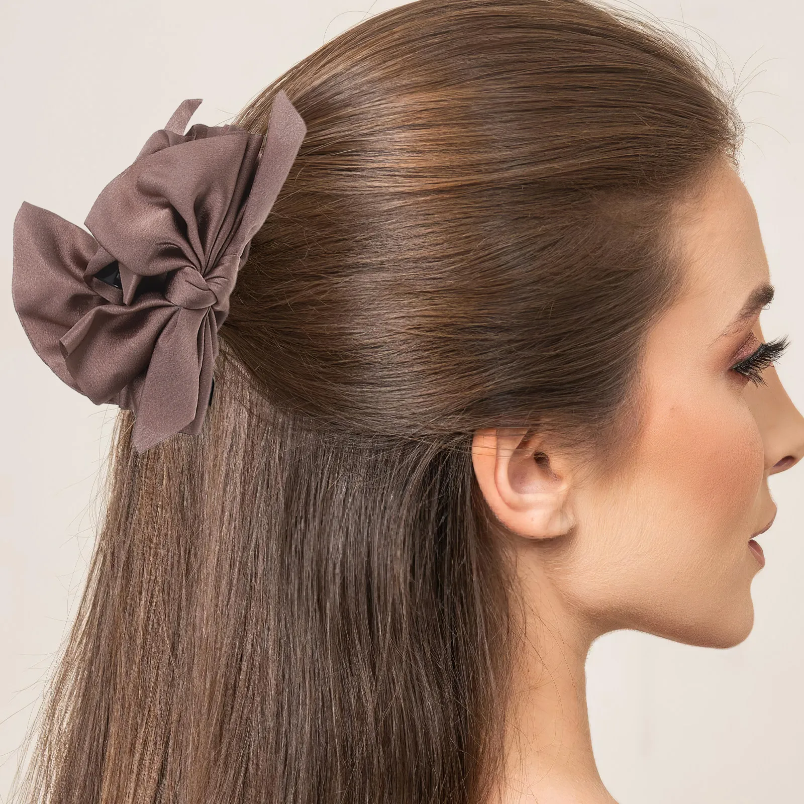 2Pcs Elegant Bowknot Hair Claw Clips for Women Large Bow Shaped Claw Clip Stylish Bridal Wedding Party Daily Wear Hair