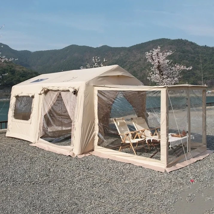 #￥Big Inflatable 4 Season Double Layer Camping Tent with Two Rooms and TPU Waterproof Living Room