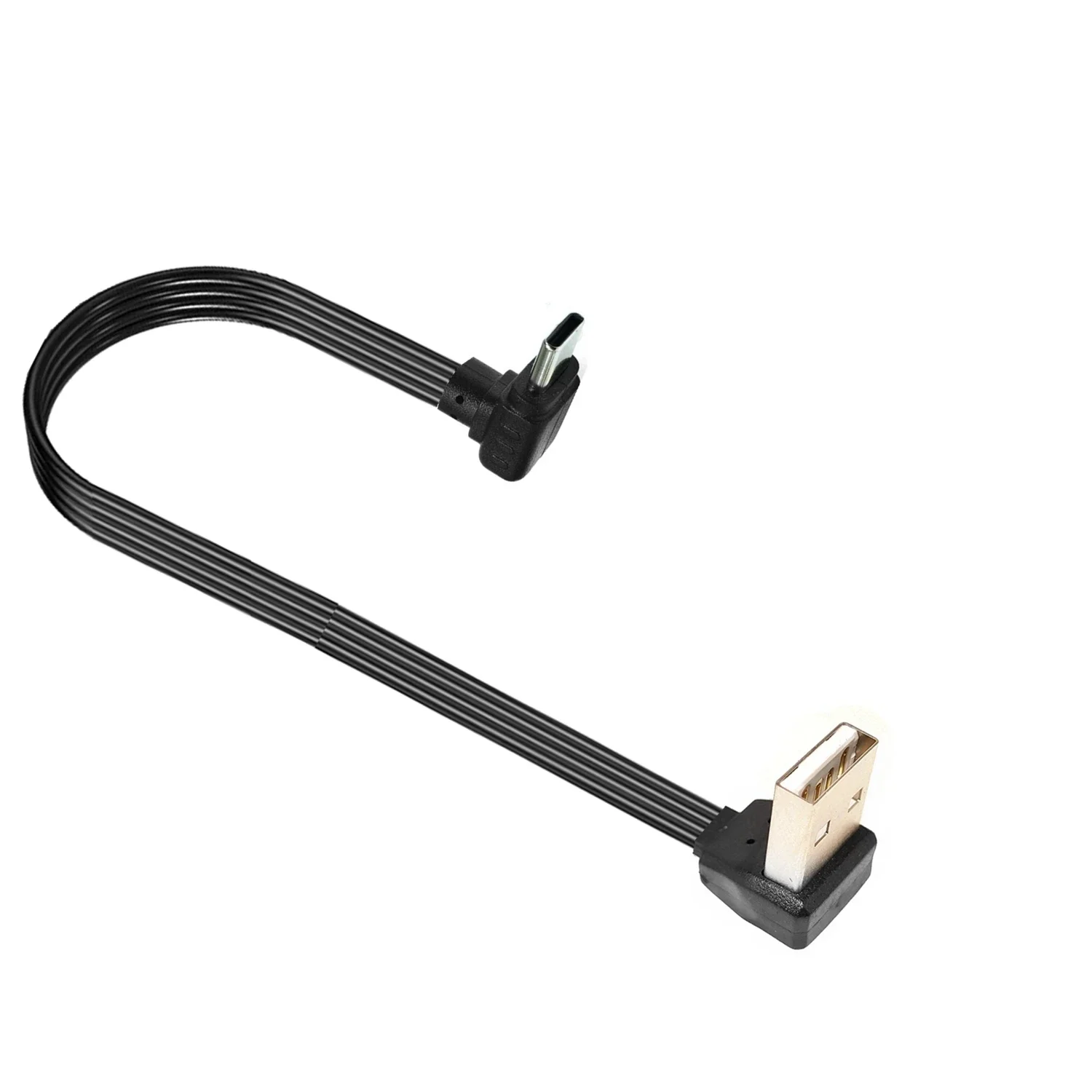 Cable de datos plano con curva de 90 grados, cable de carga, adaptador USB AM, codo tipo C, extremo recto, 10CM-100CM