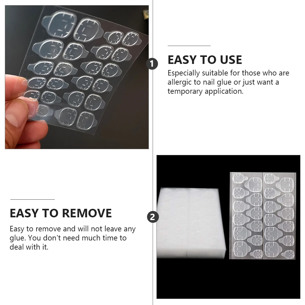 

50pcs Artificial Transparent Stickers Self Adhesive Nail Double Sided Nails Manicure Tools Supplies Easy Remove DIY Fake