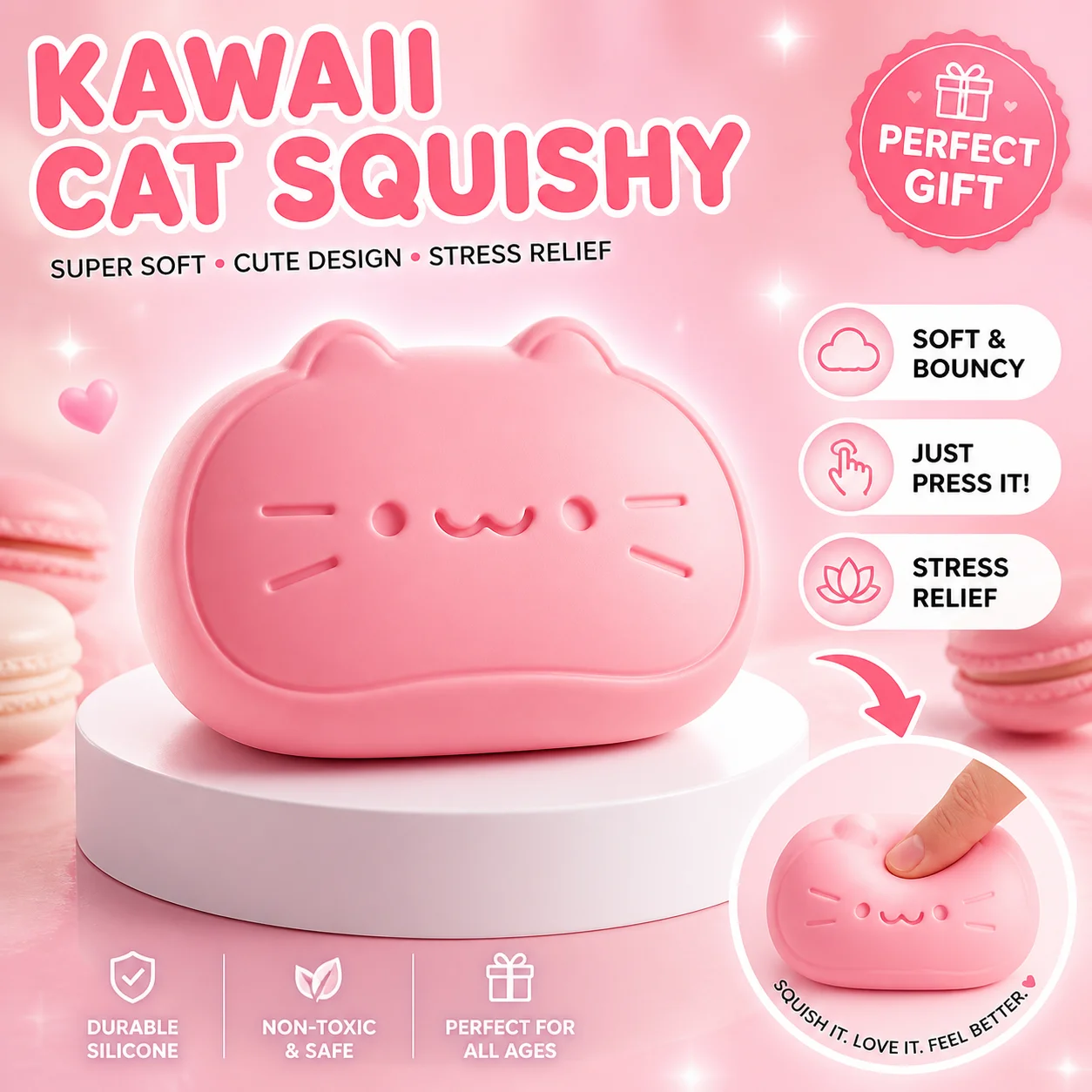 New Popular Cheese Cat Slow Rebound Kneading Music Cute Cat Thick Version Decompression And Pressure Relief Slow Rebound Toy