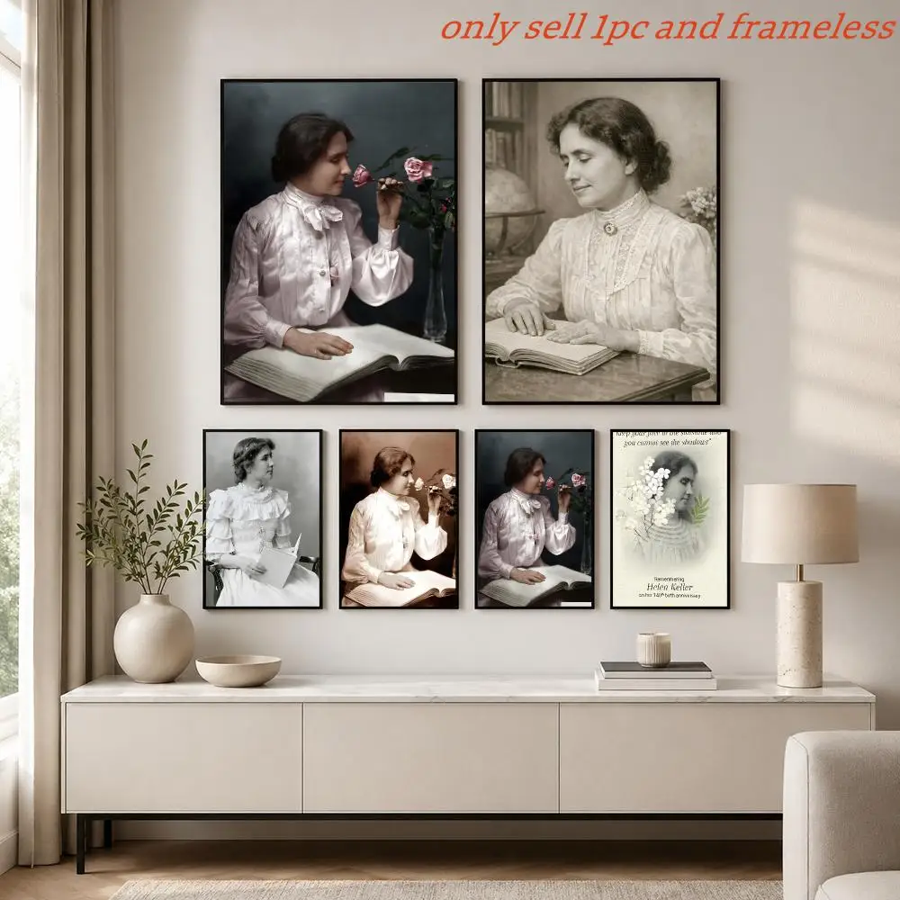 Famous Writer Beautiful H-Helen Keller Poster Aesthetic Painting Wall Art Poster Home Bedroom Living Room Decor