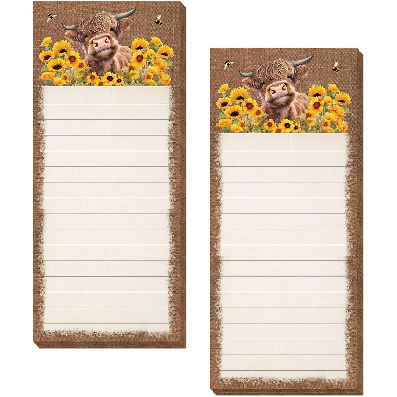 1/2-teiliges magnetisches Notizblock-Set 20,07 x 7,62 cm Highland Cow Magnetic Planner Notizblock Kühlschrankmagnete – nicht klebend – Detail 1