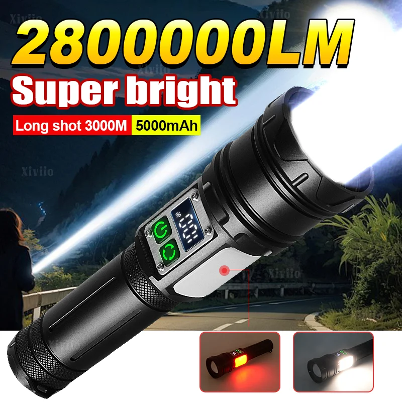 

2800000LM Новый мощный светодиодный фонарь 500W длинный диапазон 3000m факел супер яркий фонарь аккумуляторный 5000mAh факел сильный магнитный ремонт кемпинг фонарь