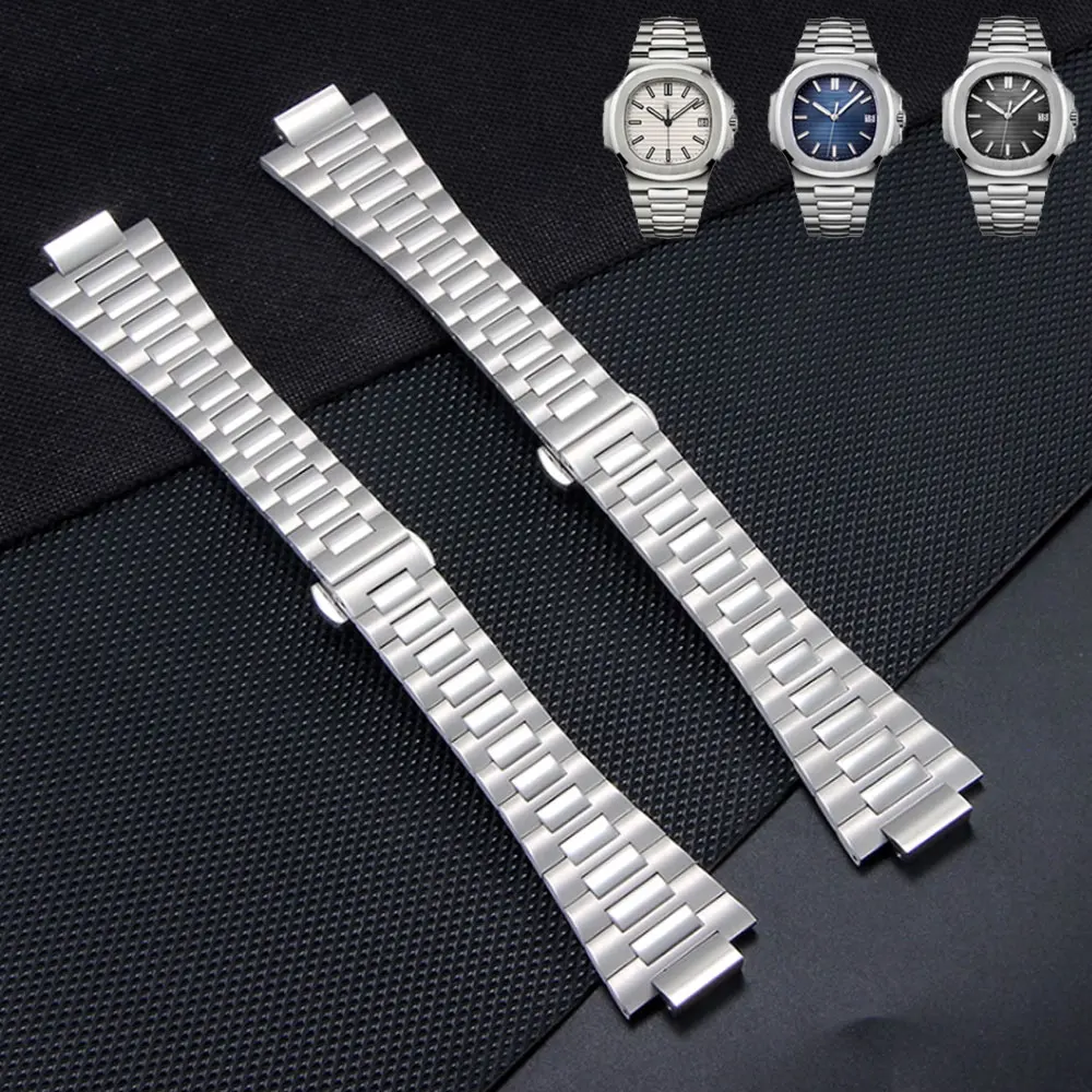 

Аксессуары для часов, ремешок для Patek Philippe Nautilus 5711/5726, тонкий стальной ремешок, мужские выпуклые ремешки из нержавеющей стали, 25-13 мм