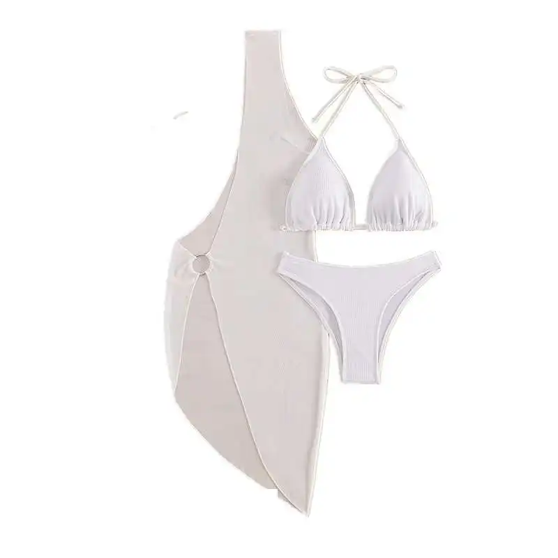 Neue Damen sexy dreiteilige Bikini-Sets mit Cover Lady stilvolle solide gepolsterte Simwear heiße Sommer auffällige Beach wear