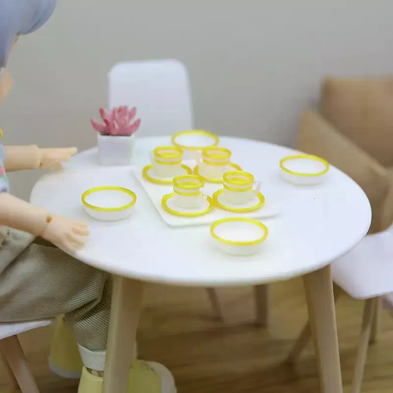 13Pcs Küche Spielzeug Puppenhaus Tabletts Teller Tassen Puppe Simulierte Mini Speisen Geschirr Miniatur Puppenhaus Zubehör