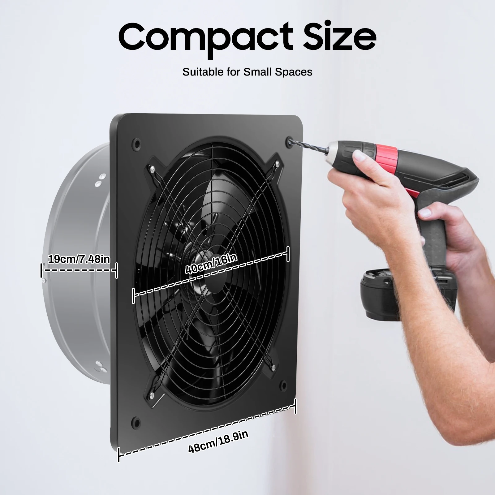 

Ventilation Fan 750W Pure Copper Motor Iron Copper Black Modern Round Square 7 Blades Ventilation Fan