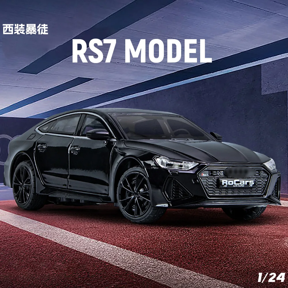 مقياس 1:24 RS7 سيارة رياضية لعبة مجسمة دييكاست ضوء الصوت المعدني التراجع نماذج المركبات اللعب المقتنيات هدايا عيد الميلاد