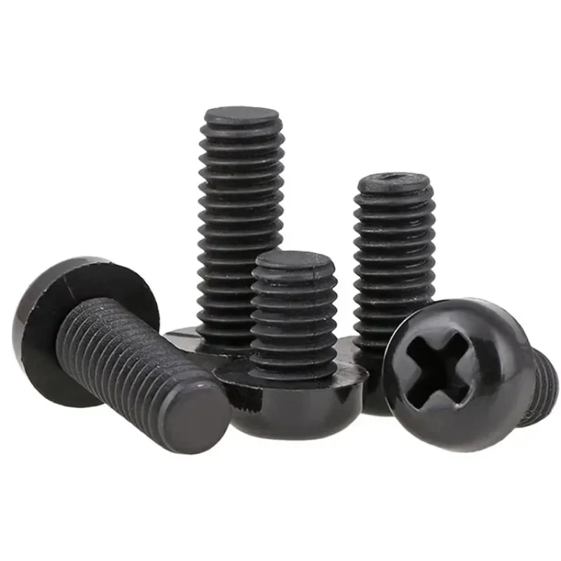 M2-M6 Black Nylon Phillips Round Head Screws / Plastic Insulated Pan Head Bolts for Electronics & DIY
