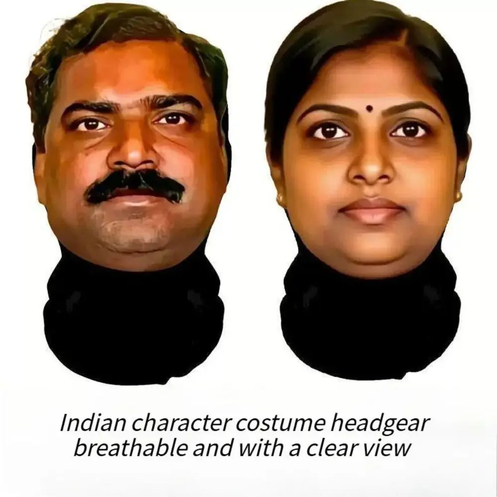 Funny Indian-style Mask Facial Expressions Novelty Cosplay Realistic Mask Breathable Spoof Design Abstract Mask Cycling Outing