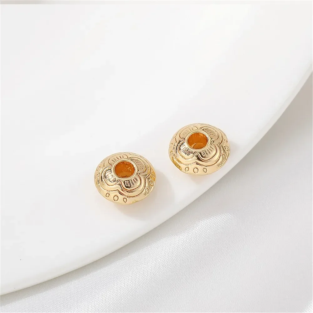 14K مطلية بالذهب قطع الصحن الطائر أنماط منفصلة الخرز المسطح اليدوية DIY بها بنفسك صنع أساور مواد المجوهرات اكسسوارات