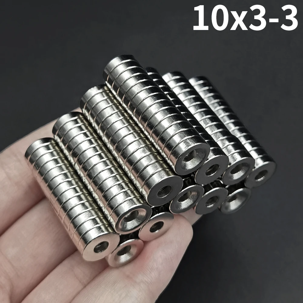 5/10/20/50/100/200Pcs 10x3-3 Neodymium Magnet 10mm x 3mm With Hole 3mm NdFeB Round Super Powerful Strong Permanent Magnetic iman