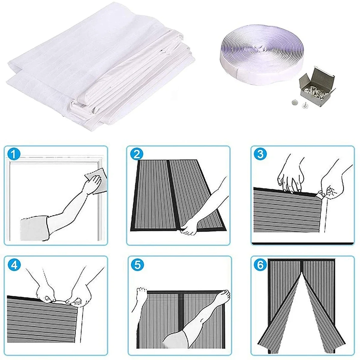 Door，Pet Friendly Walk Through Door Screen Magnetic Closure- Door Mesh Keeps Bugs Out-White