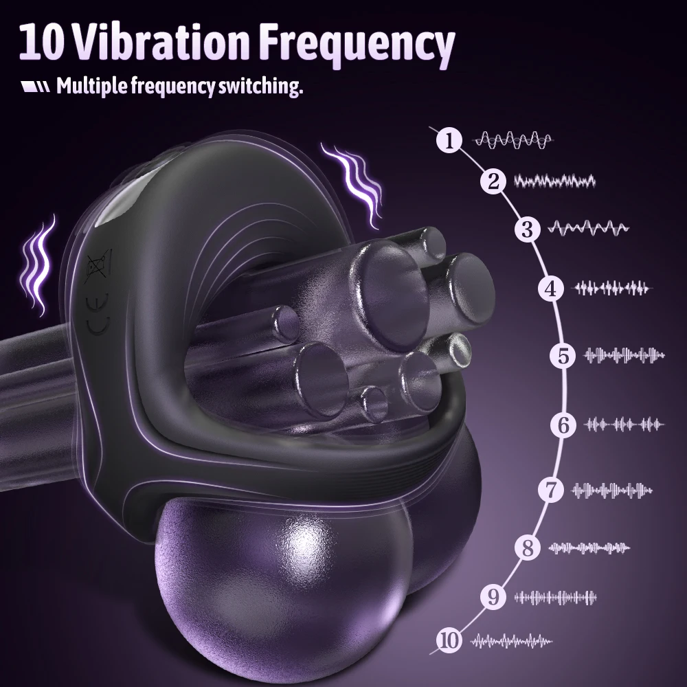 Penis Ring Vibrator for Man Male Cock Ring Chastity Ejaculation Delay Couple Vibrating Rings Penisring Adult Goods for Men - view 2