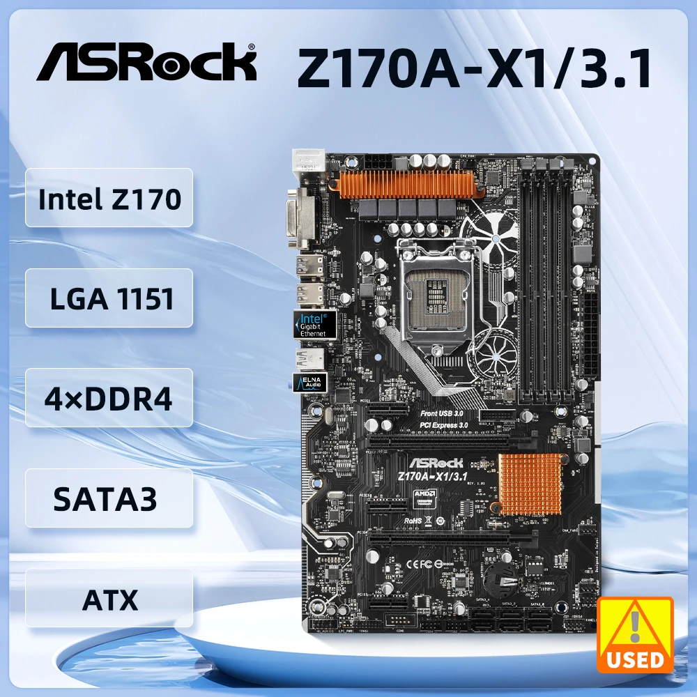 ASRock Z170A-X1 3.1 Motherboard LGA 1151 Intel Z170 support i5-7500 6500 6300 6700 7700 G4560 cpu DDR4 64GB 6 x SATA3 6.0 ATX