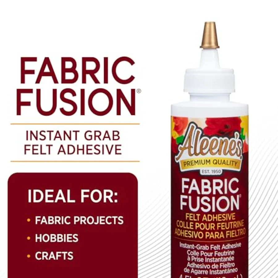 Fabric Fusion Felt Adhesive, Instant Grab, Nontoxic, Dries Clear and Flexible, Strong Bond on Felt