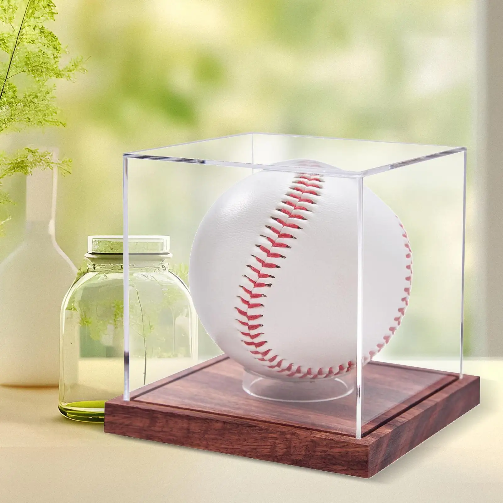 Baseball Display Cases For Balls Acrylic Baseball Display Case Clear Sports Souvenirs Organizer With Wooden Base For Tennis Golf
