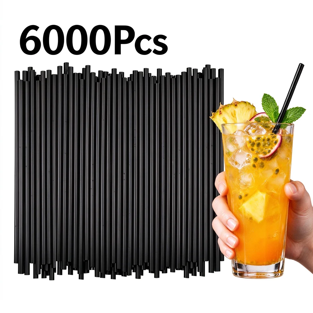 Wholesale 6000-100PCS Black Straws Reusable Biodegradable Cocktail Straws Party Wedding Bar Drinking Straws Kitchen Accessories
