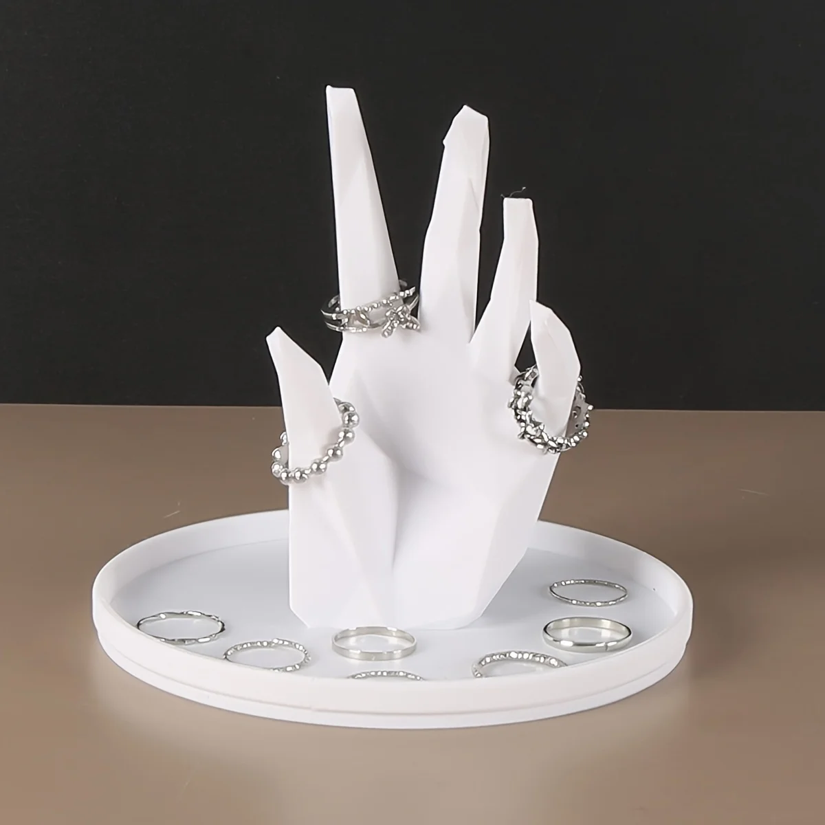 

Трансграничный лоток для хранения ювелирных изделий в форме ладони с геометрическим вырезом для минималистского искусства/темного нишевого настольного украшения и ящик для хранения