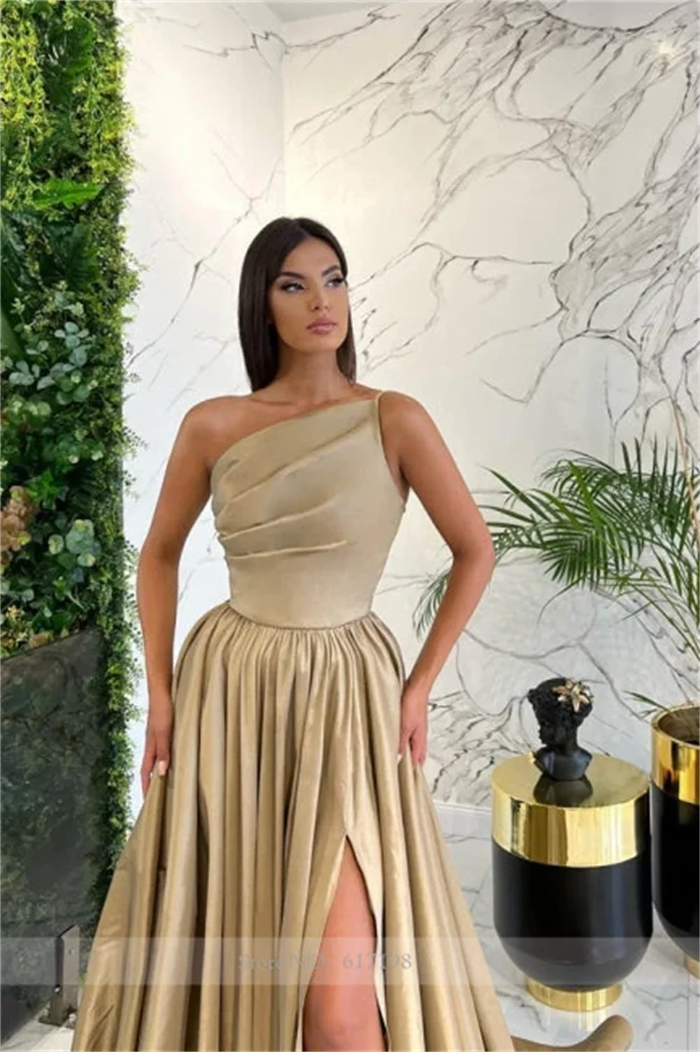 Robe de Rhformelle plissée en satin pour femme, ligne A, fente haute sur le côté, cour, robe de soirée, robe de mariée, une initiée simple