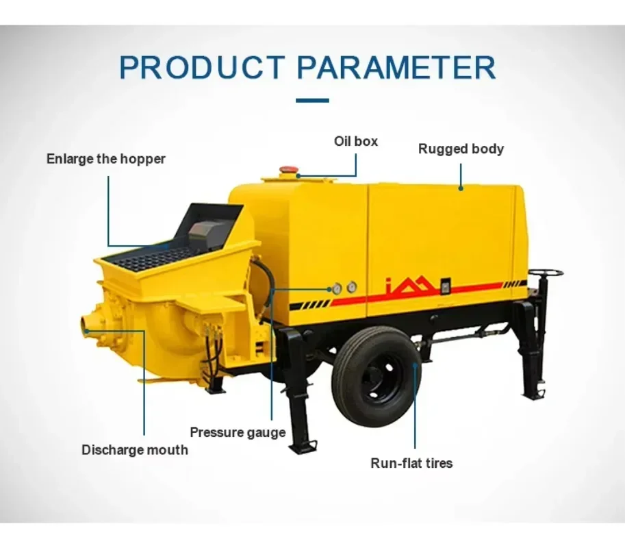 

Concrete Trailer Pump with Mixer Diesel Mobile Concrete Machine Cement Concrete Pump for Building Hot Sale Made in China