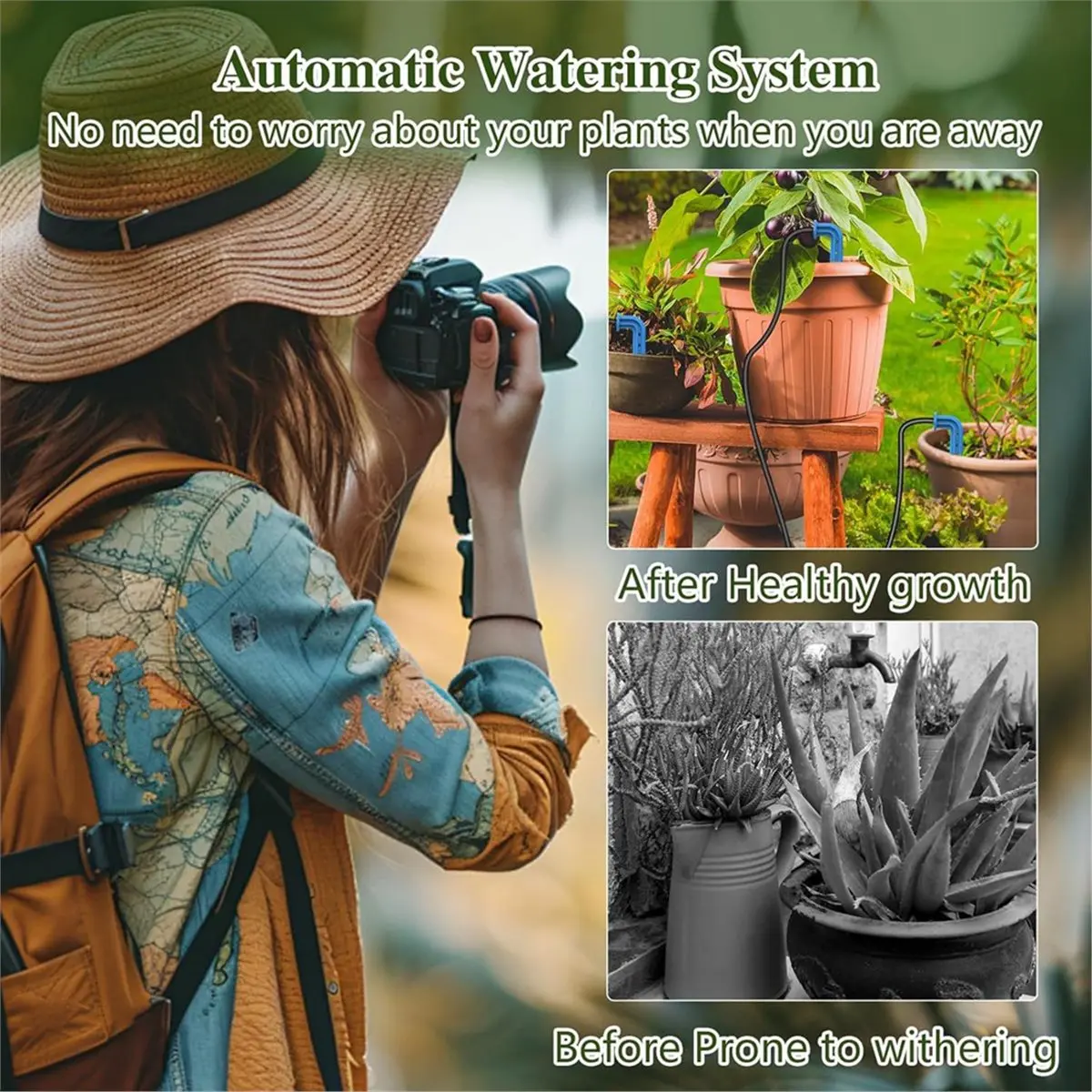 Solar Automatic Drip Irrigation System Kit for Garden Outdoor/Indoor Garden System Smart Water Soil Humidity Detection