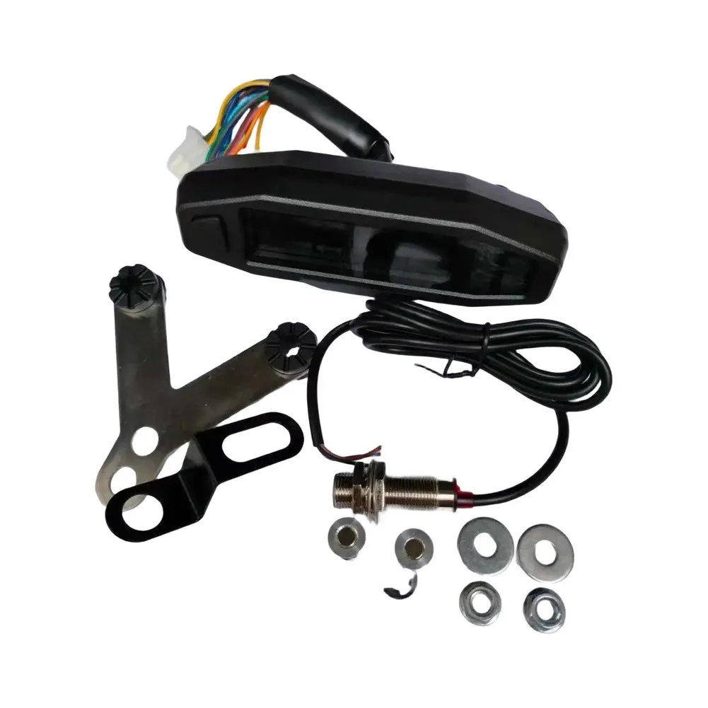 Motorcycle Digital Speedometer Tachometer Gear Indicator Display with Y-Type Mount for 12V Motorbike ABS Dashboard Setup