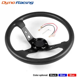 14inch 350mm PU Leather Car Racing Steering Wheel Aluminum Alloy Deep Corn Dish Sport Drifting Steering Wheels Universal