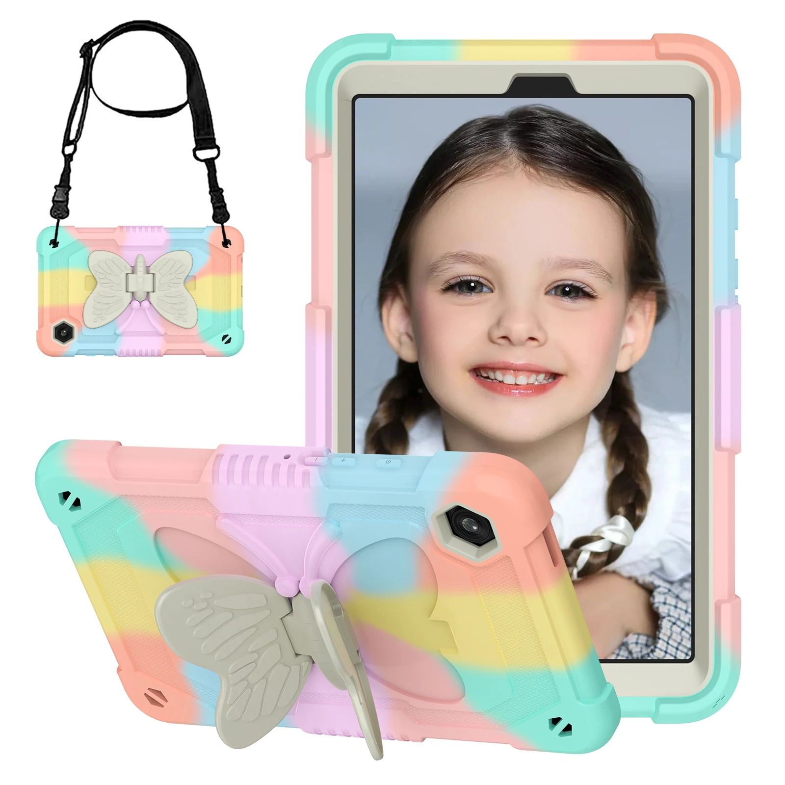 Colourful Case For Samsung Galaxy Tab A9 2023 SM-X110 SM-X115 SM-X117 8.7 inch Butterfly Cover Shockproof Kids Funda PC+Silicone