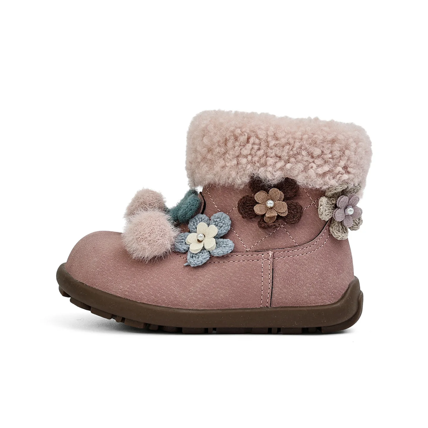 

Зимние детские теплые нескользящие ботинки для сигарет с гортензией в стиле ретро для девочек, детские кожаные ботинки принцессы с низким берцем для малышей