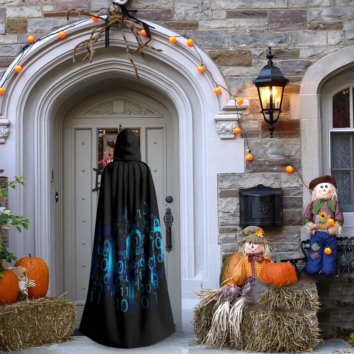 バイナリコード ロングフード付きマント 魔女 中世コスチューム コスプレケープ ハロウィンパーティー 大人用 ユニセックス