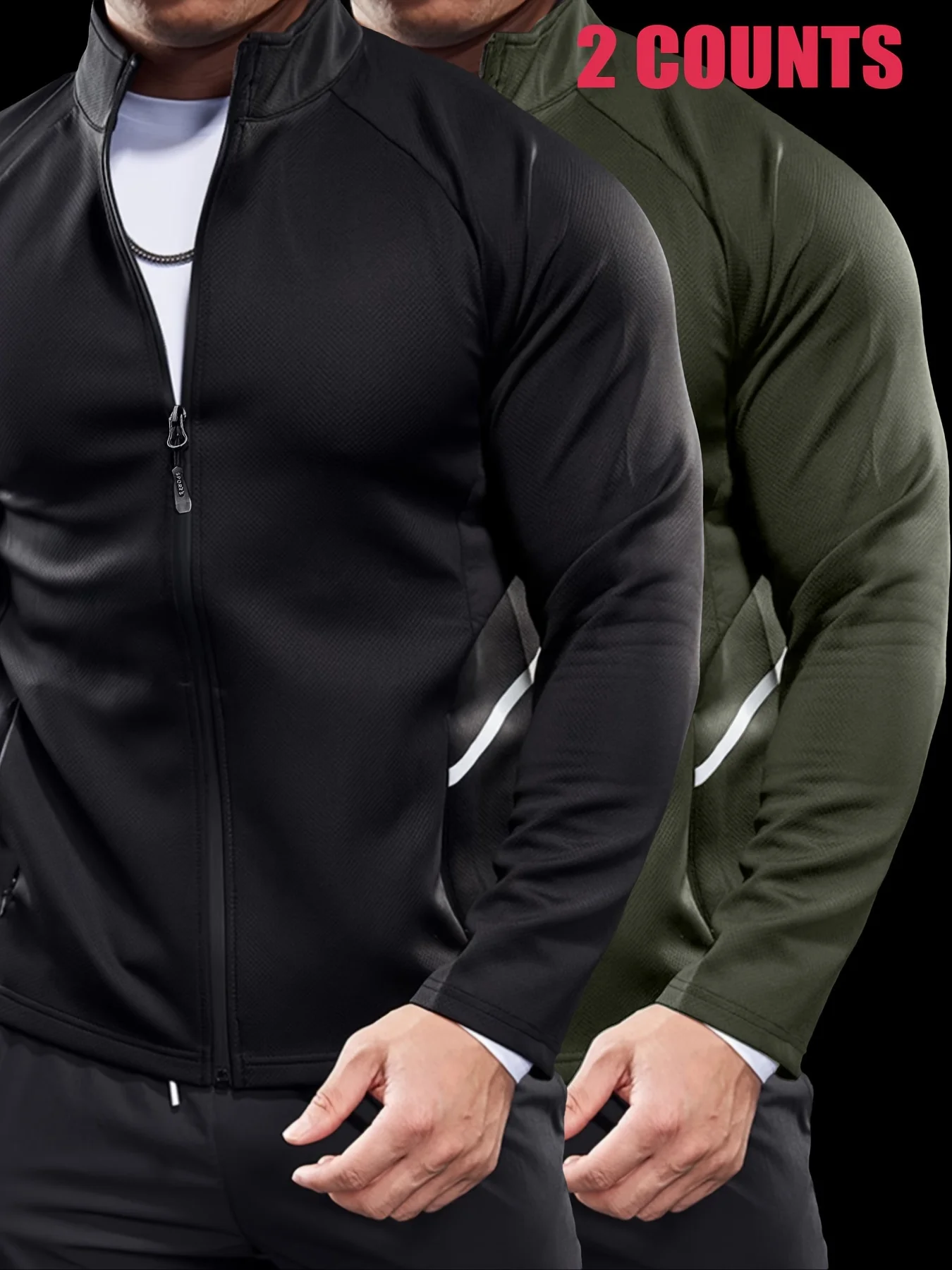 

Men's stand up collar jacket 2-piece set, men's daily, autumn clothing, autumn freshness, autumn and winter matching